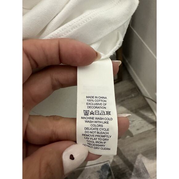 Kate Spade White Flutter Mixed Sleeve Tee Top Cotton Casual Women’s Size Small - Picture 7 of 7